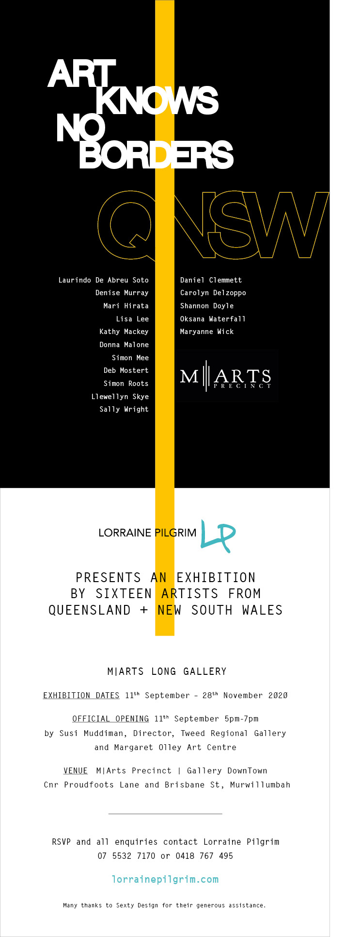 Art Knows No Borders group exhibition invitation
